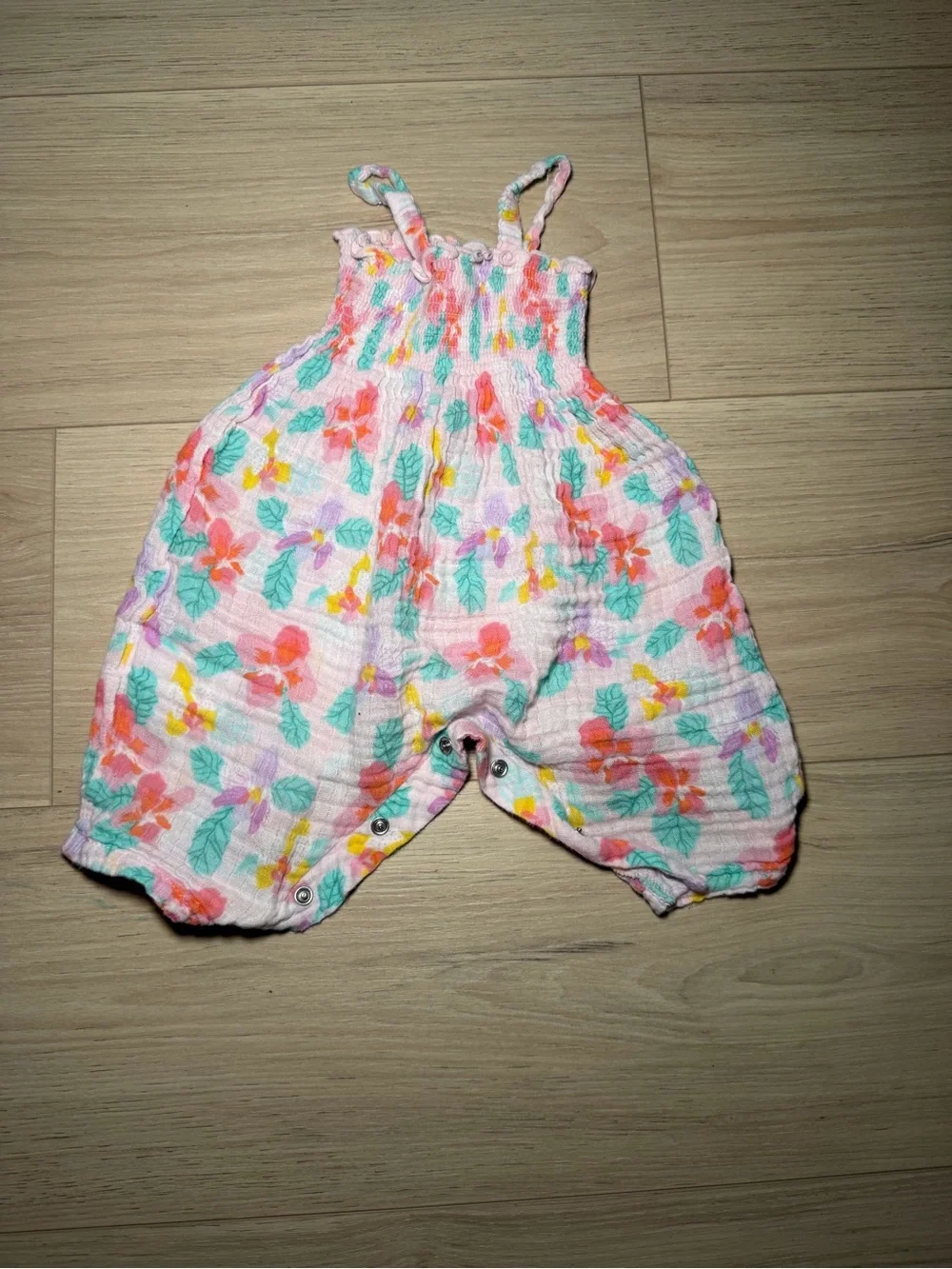 Angel Dear Pink Floral Smocked Romper